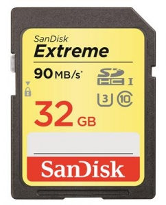 Sandisk 32GB SDHC Sandisk Extreme Class 10 Read/90MB Write/60MB V30 UHS-I U3...