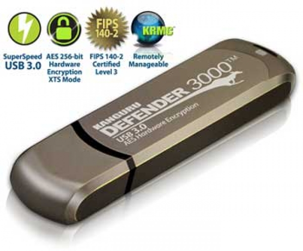 16GB Defender 3000 Encrypted USB 30 Flash Drive FIPS 1402 Level 3 Metal