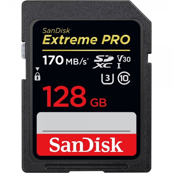 128GB SDXC Card Sandisk Extreme Pro 170/90 V30 UHS-I U3 SDSDXXY-128G-GN4IN