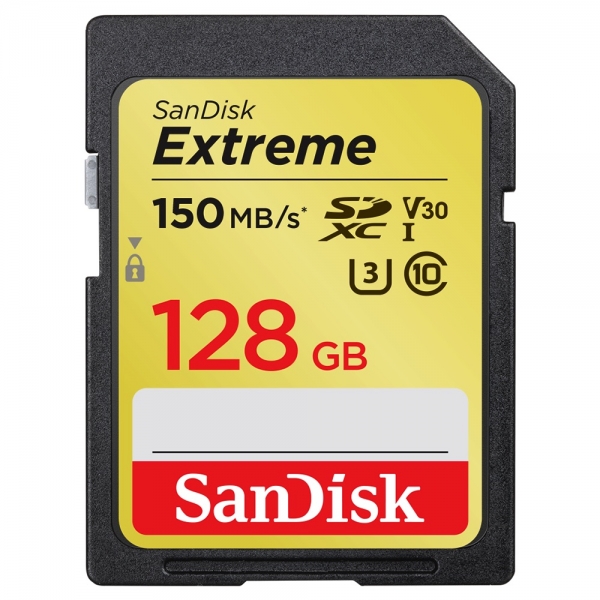 128GB SDXC Sandisk Extreme Class 10 150/70 V30 UHS-I U3 SDSDXV5-128G-GNCIN