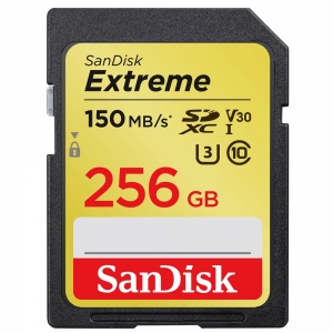 Sandisk 256GB SDXC Sandisk Extreme Class 10 150/70 V30 UHS-I U3 SDSDXV5-256G-GNCIN